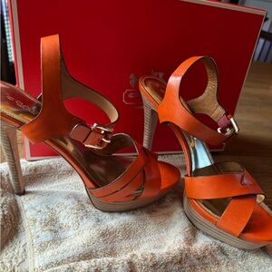 COACH leather heel sandals